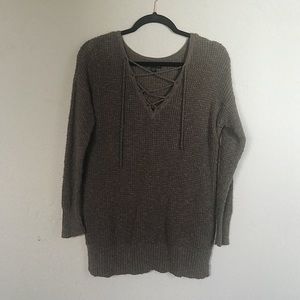 Lace-up V-neck sweater